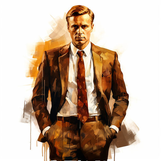Artwork of suit in the style of Oil painting, on white background