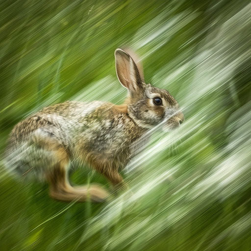 Rabbit sprinting through tall grass
