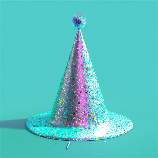 Realistic birthday hat illustration on teal flat background