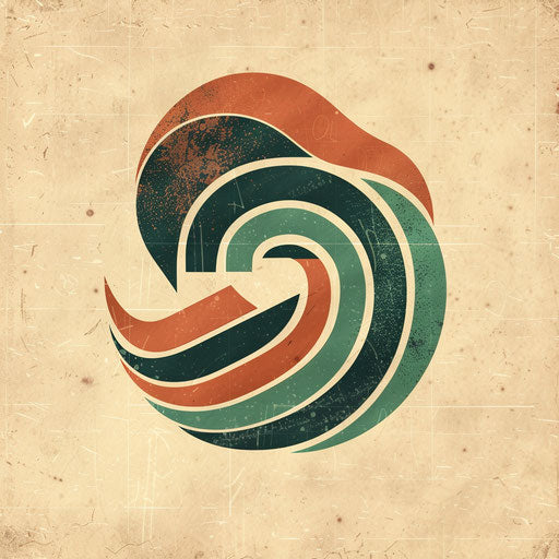 Graphic design logo with vintage fonts and retro colors