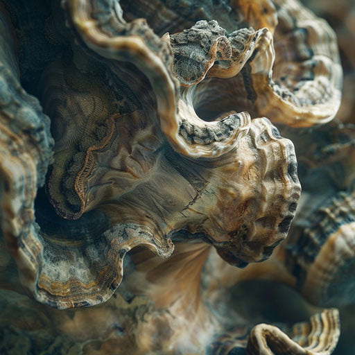 Giant clam with expressive textures in a close-up portrait in the style of Elke Vogelsang