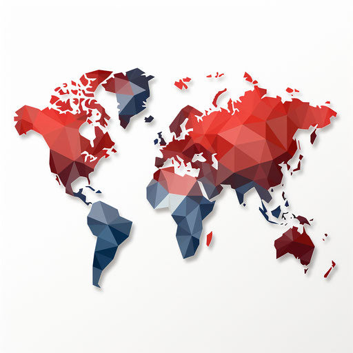 World map in minimalist style, on white background