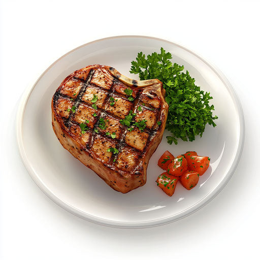 3D Pork Chop in photo realistic style with flat white background