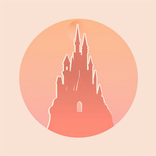 Castle at sunrise in minimalist style