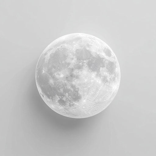 3D realistic full moon with flat white background