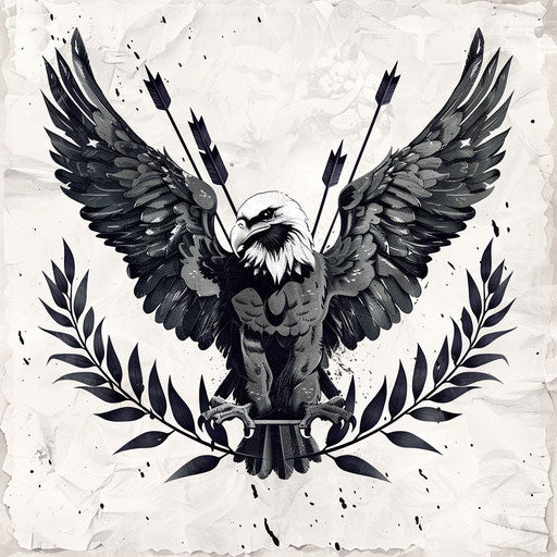 Patriotic eagle clutching arrows and an olive branch