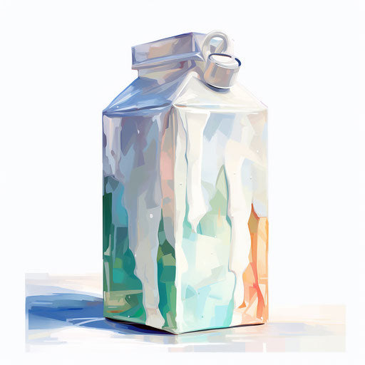 Milk carton clipart in the style of Impressionistic Art, on a white background