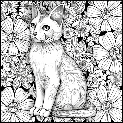 Sophisticated kitten with delicate floral designs