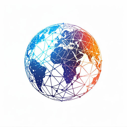 Detailed globe logo with network lines, space for name