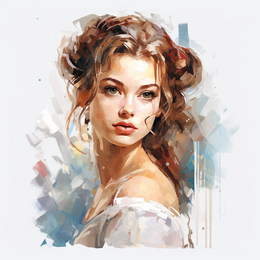 Animated clipart in the style of Oil painting, on white background