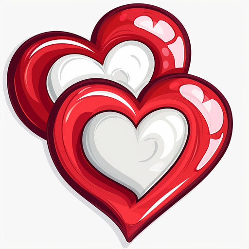 Red heart with two white hearts, charming anime style