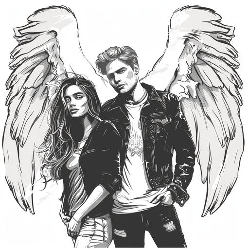 Pair of vector PNG with detailed wings on random flat background