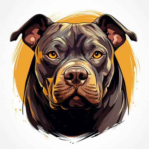 Pitbull clipart in the style of Chiaroscuro Art, on a white background