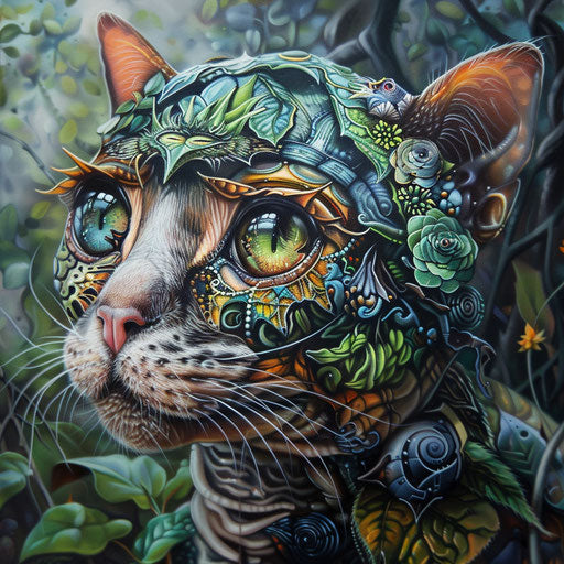 Oil painting of tortoise cat