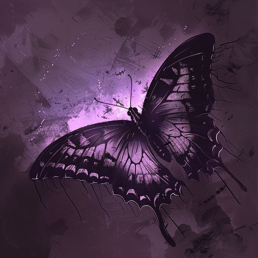 Eerie flat tattoo sketch of a shadowy butterfly