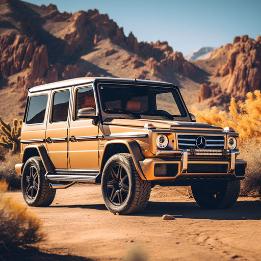 Classic side view of Mercedes Benz G wagons