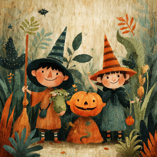 Joyful Halloween Celebration with Whimsical Illustrations