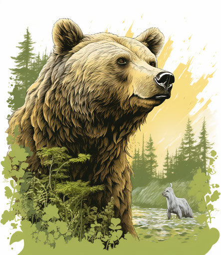 Bear portrait vector drawing