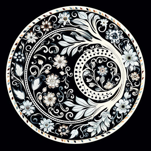 Yin yang mandala in black and white for coloring