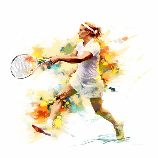 Tennis clipart in the style of Impressionistic Art, on a white background