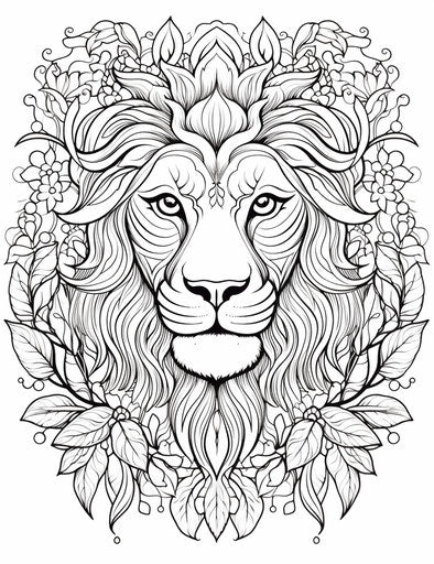 The lion head in flower pattern