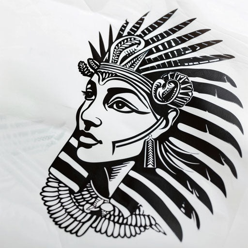 Cleopatra and hieroglyphs tattoo stencil