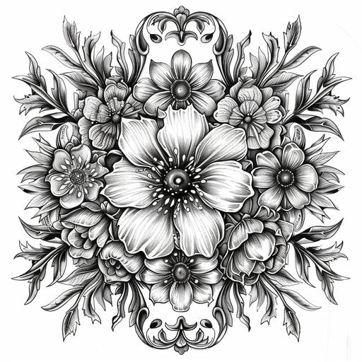 Baroque-inspired floral arrangement with elaborate details