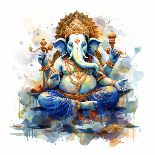 Ganesh clipart in the style of Impressionistic Art, on white background