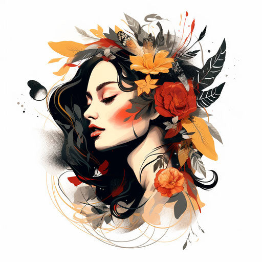 Aesthetic clipart in the style of Chiaroscuro Art, on white background