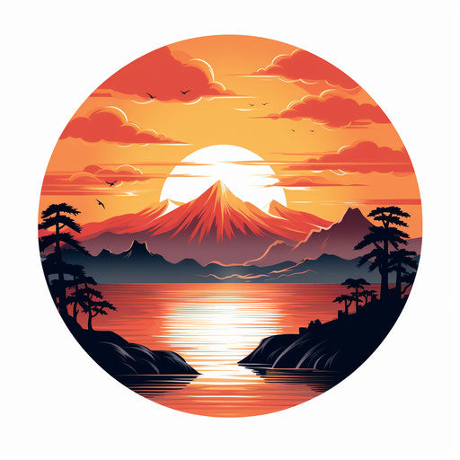 Sunrise clipart in the style of Chiaroscuro Art