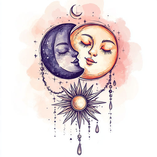Beautiful clipart style flat tattoo sketch for cute couple