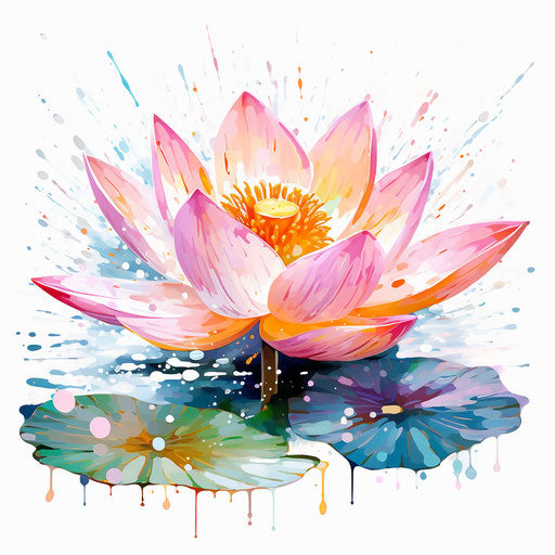 Lotus clipart in the style of Impressionistic Art, on white background
