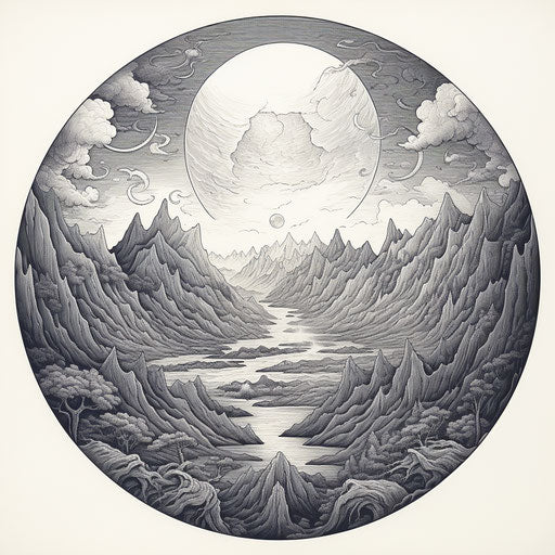 Earth and sea in a circle, alien worlds style