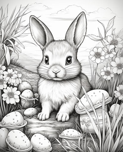 Easter coloring pages in high quality photo style