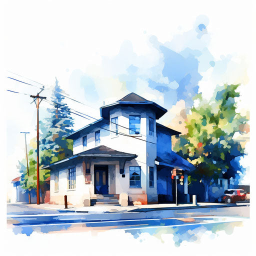 Impressionistic style police station clipart
