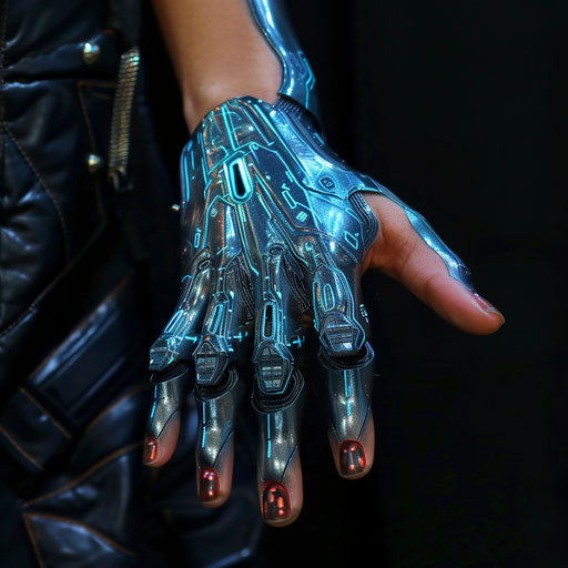 Futuristic hand tattoo for women with advanced technology