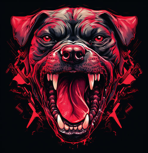 Angry dog head with tongue out