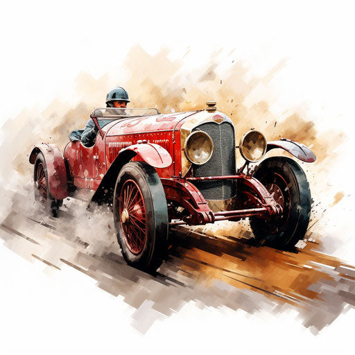 Race car clipart in Oil painting style on white background