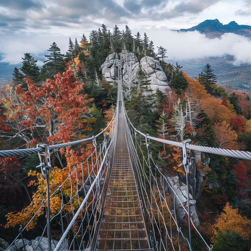 Grandfather Mountain suspension bridge with panoramic view