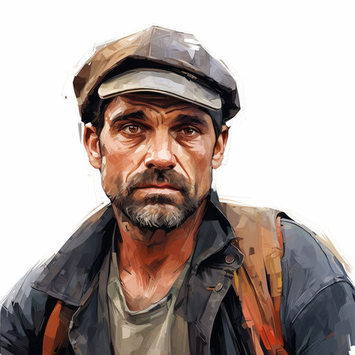 Worker clipart in the style of Oil painting