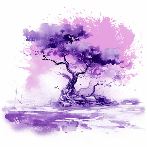 Purple clipart in the style of Oil painting, on a white background