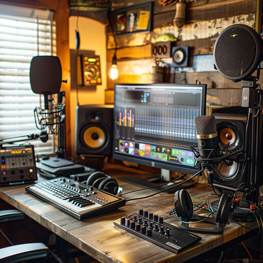Home podcast studio with high-quality equipment