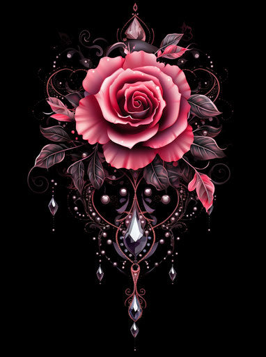 Intricate pink rose tattoo design with captivating patterns