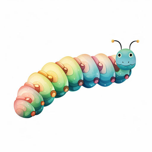 Caterpillar drawing in Pastel Colors Art style on white background