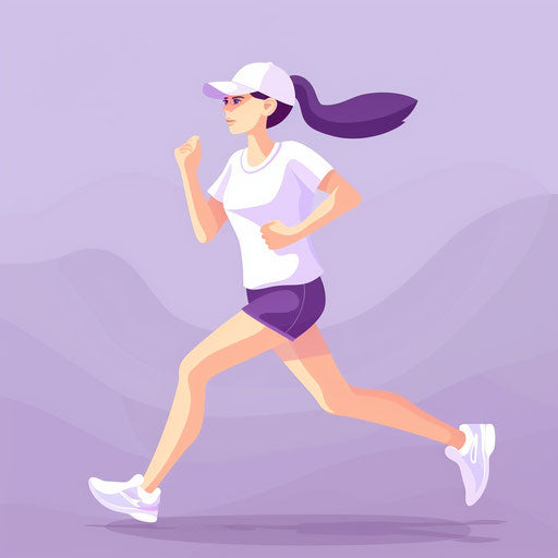 Soft lavender background, realistic jogging clipart, gloss