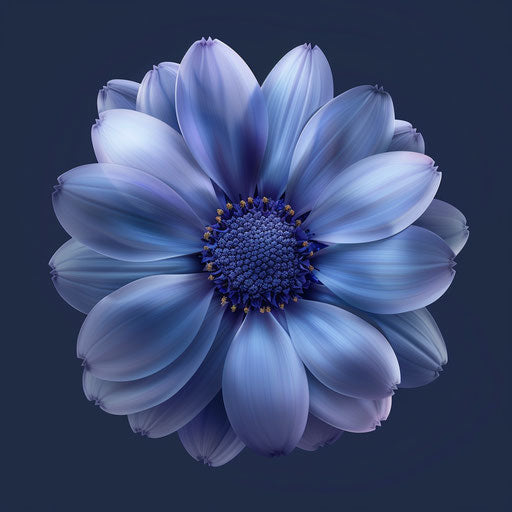 Blue flower clipart on flat indigo background
