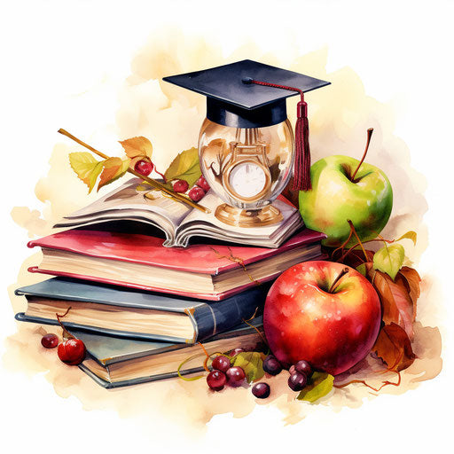 Educational clipart in the style of Oil painting on white background