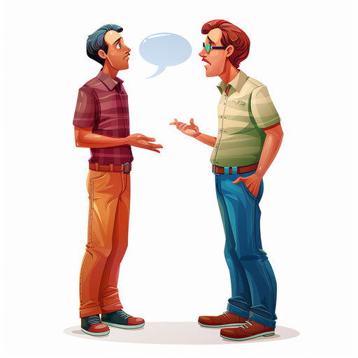 Realistic discussion clipart on flat white background, smooth gradients and high detail