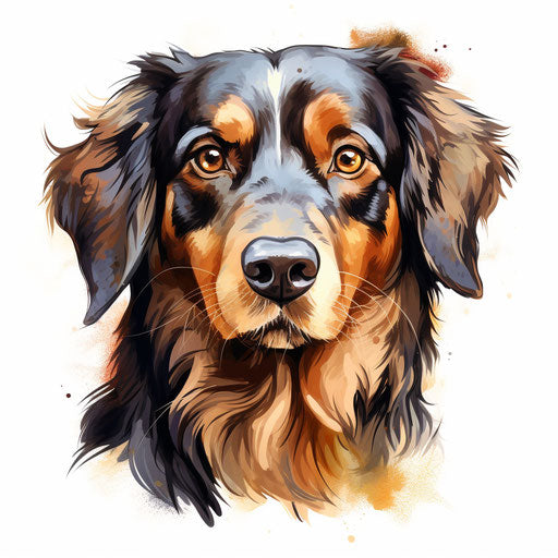 Dog face clipart in the style of oil painting, on a white background