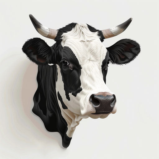 Realistic cow head clipart on flat white background